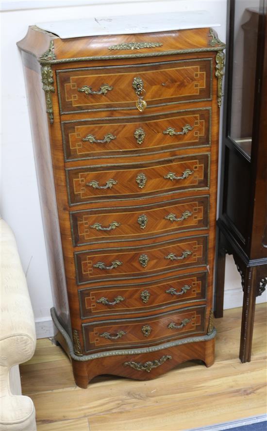 A French transitional style kingwood secretaire a abbatant W.65cm